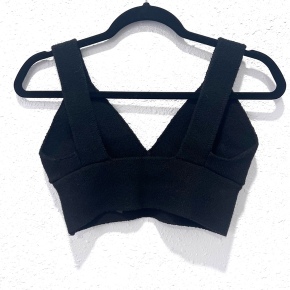 Zara knit cropped Textured Black Bra Top tank  S - Picture 8 of 8
